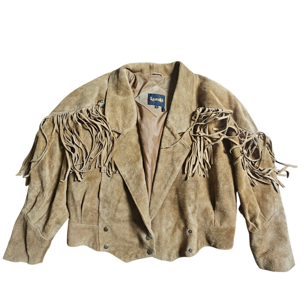 Vintage Learsi Suede Fringe Western Concho Jacket L Western Boho Festival Hippie